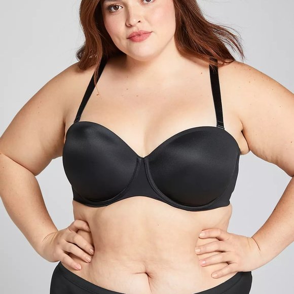 44DD Size bra Black Lightly Lined Multi-way strapless lane bryant cacique - Picture 2 of 4